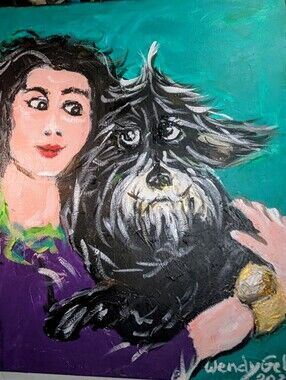 Wendy Gell painting girl and dog.